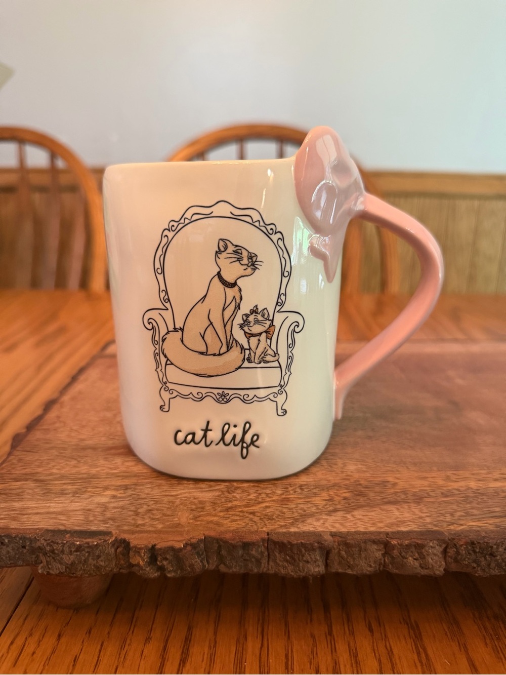 Rae Dunn x Disney Duchess & Marie “Cat Life” Mug Pink Bow Handle